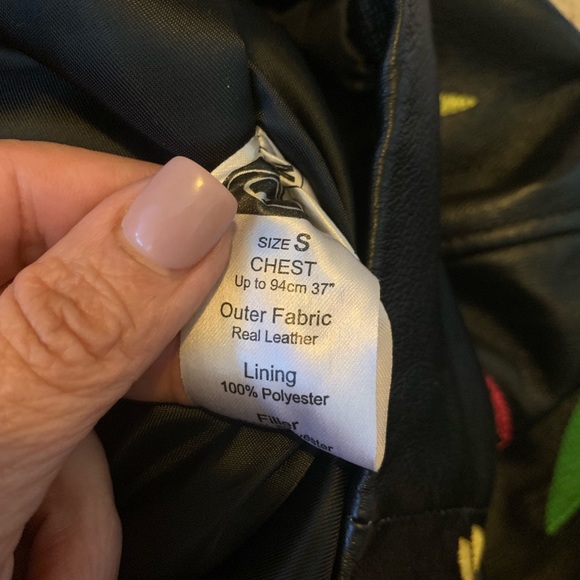 Floral Embroidered Leather Biker Jacket - Picture 8 of 8